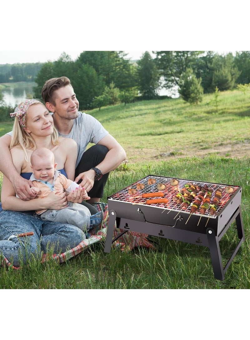 Foldable Charcoal Barbecue Grill with Handle – Portable Stainless Steel Tabletop BBQ & Smoker for Camping, Picnics, Beach & Outdoor Cooking - Image 4